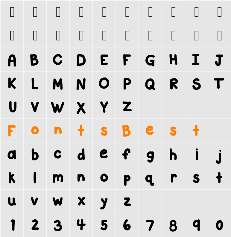 KBCloudyDay Character Map