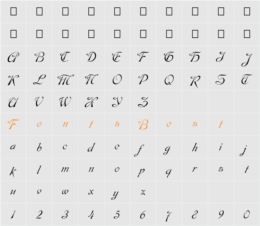 FZ SCRIPT 9 Character Map