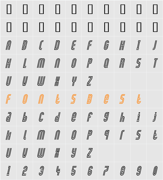 Arch-Condensed Character Map