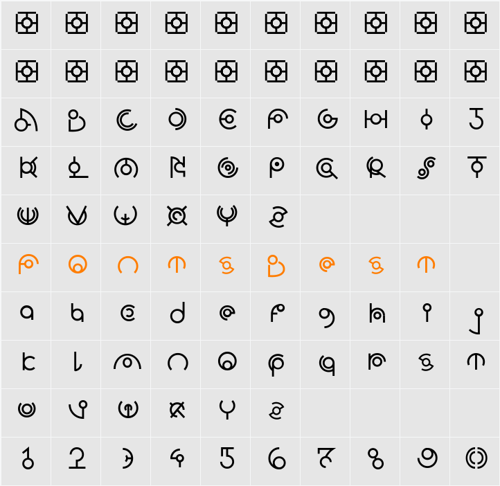 Alien Lines Character Map