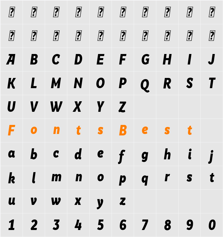 SkolaSansCn Character Map