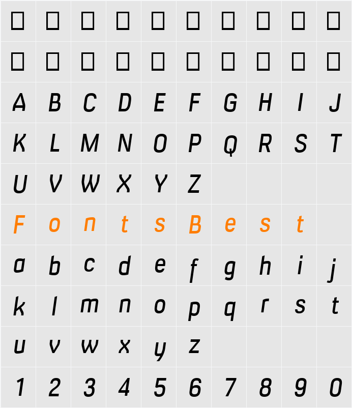 Milibus Rg Character Map