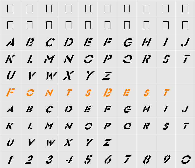 FZ JAZZY 54 ITALIC Character Map