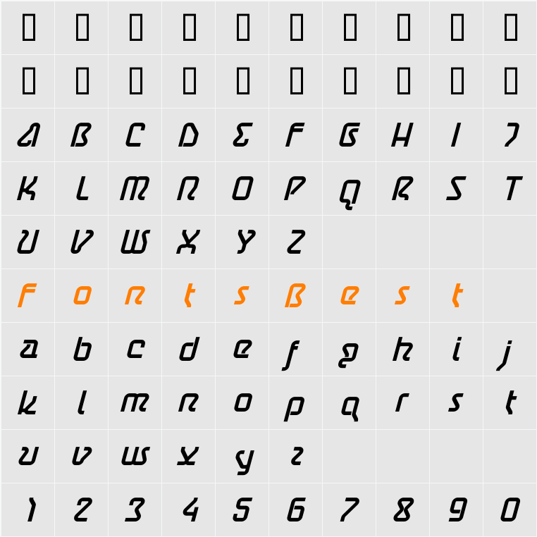 AstroOblique Character Map