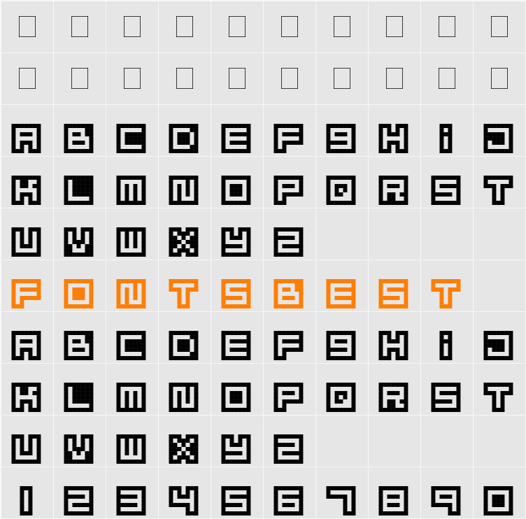 MizuFontAlphabet Character Map