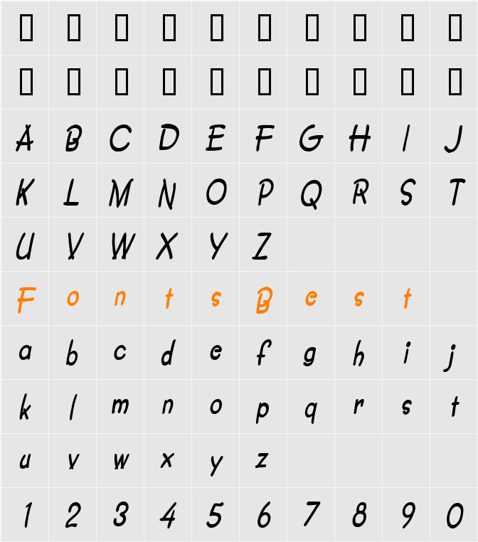 Crayon-Condensed Character Map