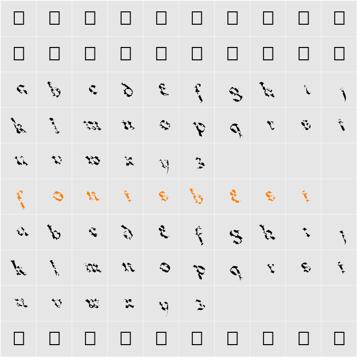 FZ JAZZY 33 HOLEY LEFTY Character Map