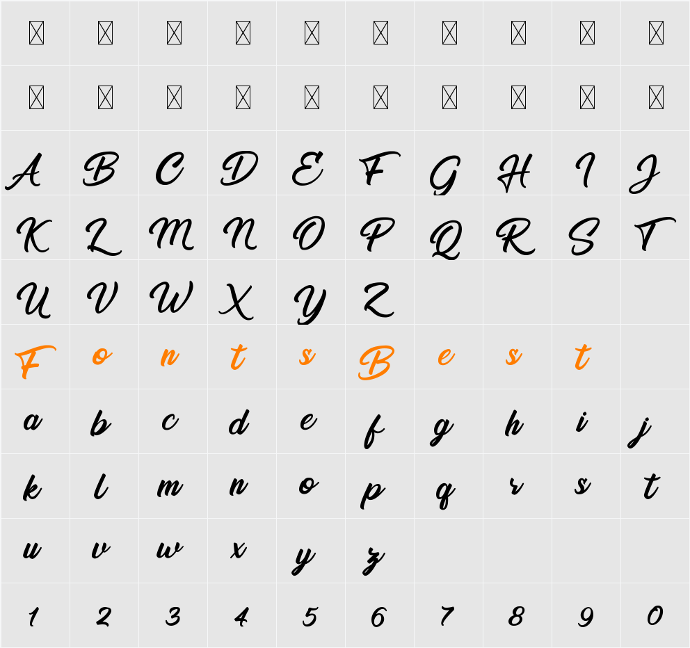 Routtage Character Map