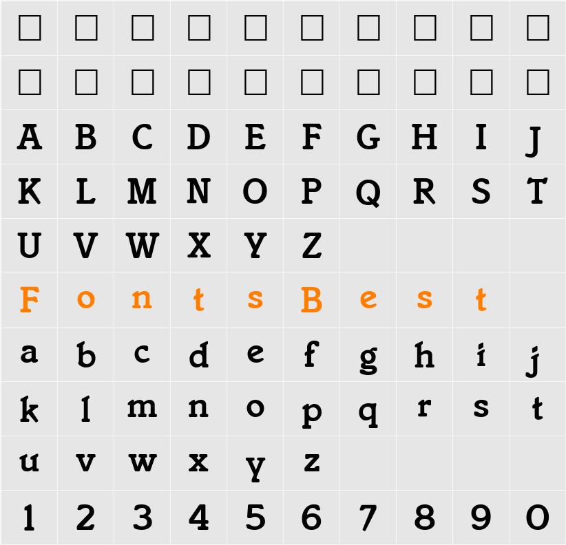 Italia Medium Character Map