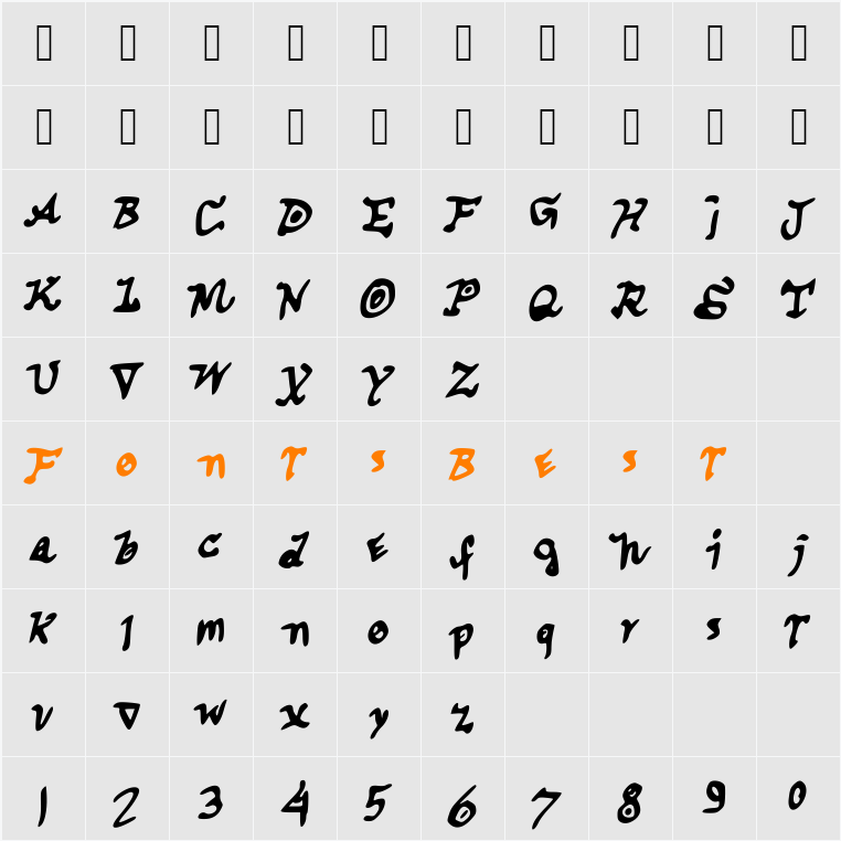 CuspeP Character Map