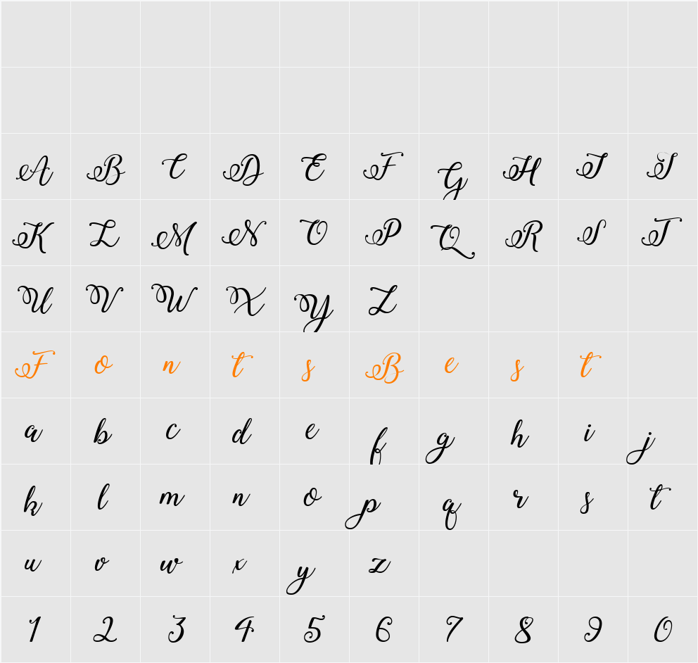 Winter Calligraphy Character Map