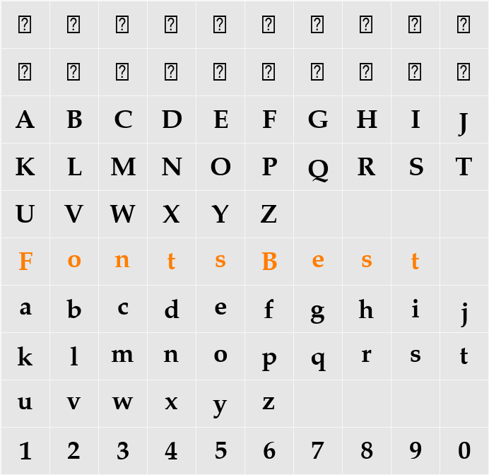 ASVCodar LT Bold Character Map