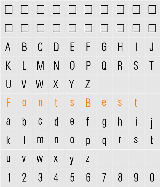 AtkinsCondLight Character Map