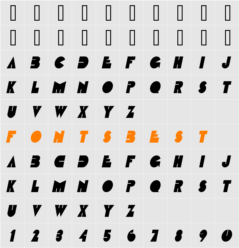 Fatso Condensed Character Map