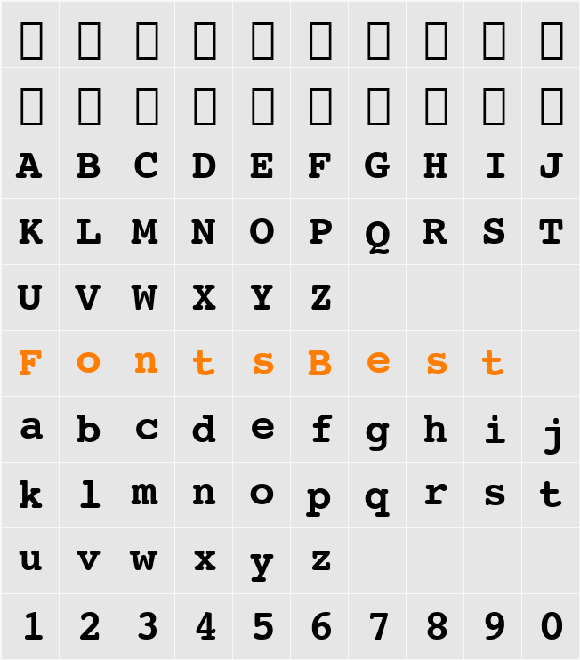 Courier10 Win95BT Character Map