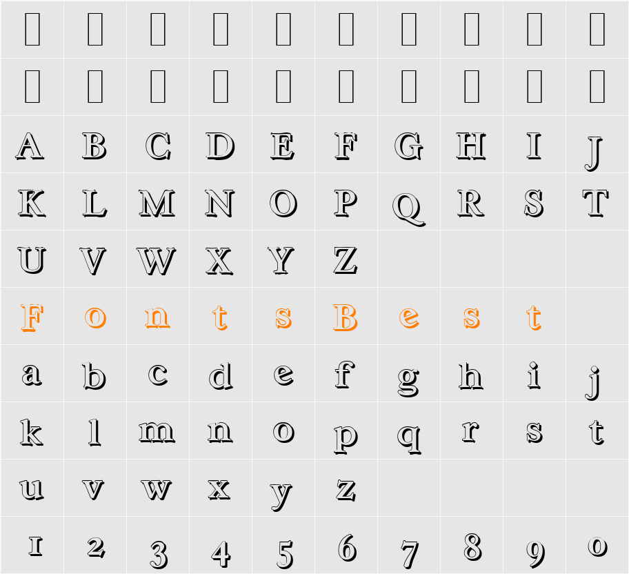 CasablancaShadow-Medium Character Map