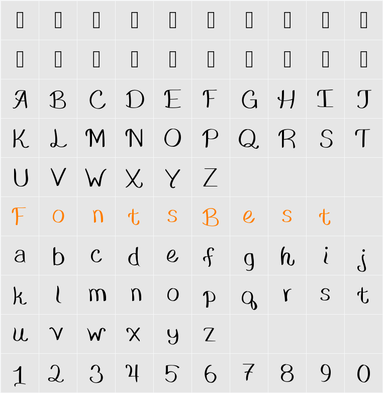 Asiago Character Map