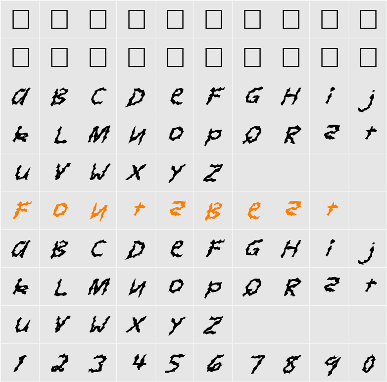 FZ WACKY 4 ITALIC Character Map