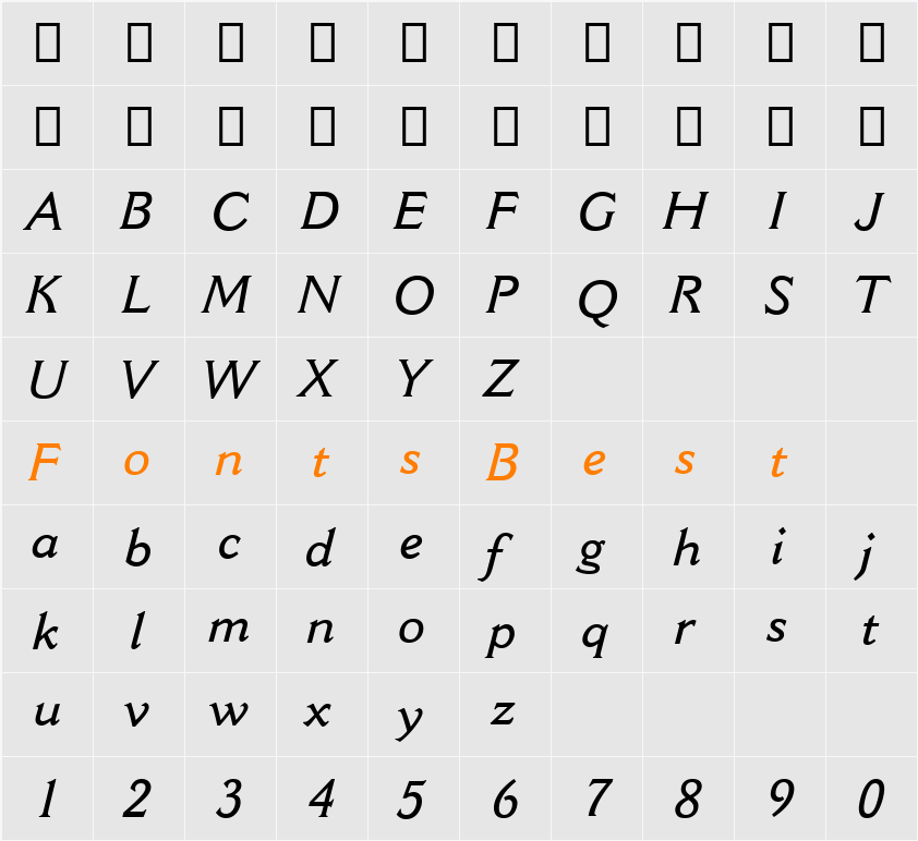 Cantoria MT SemiBold Character Map