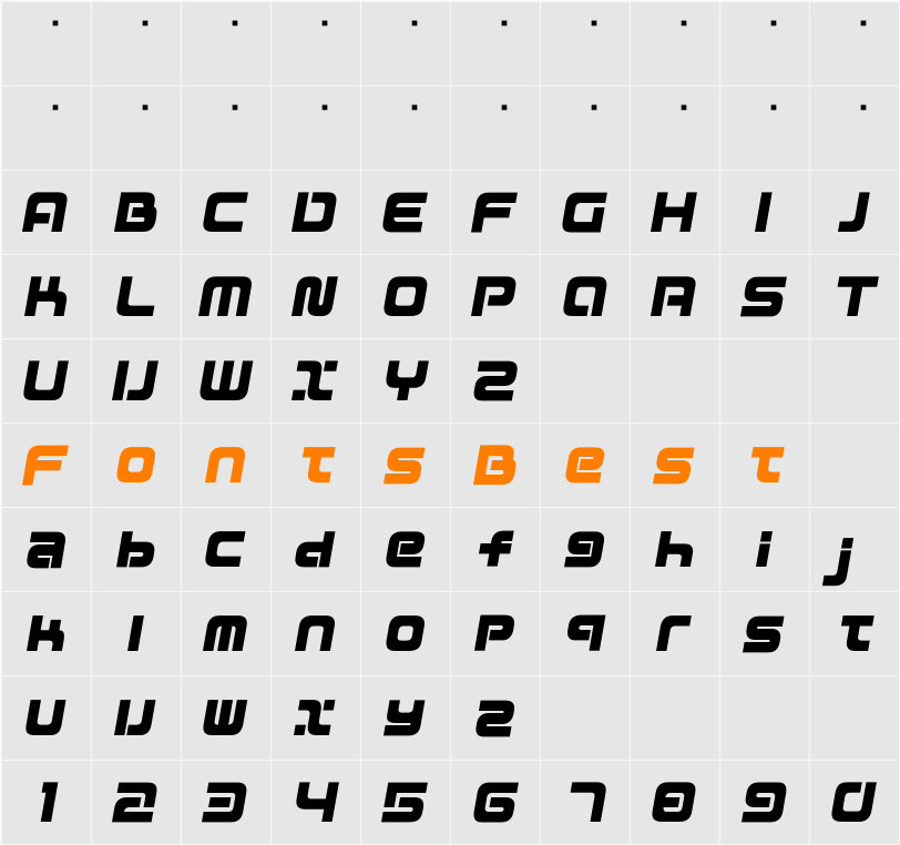 D3 Mouldism Round Italic Character Map