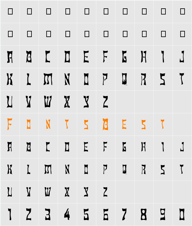 FZ WARPED 18 Character Map