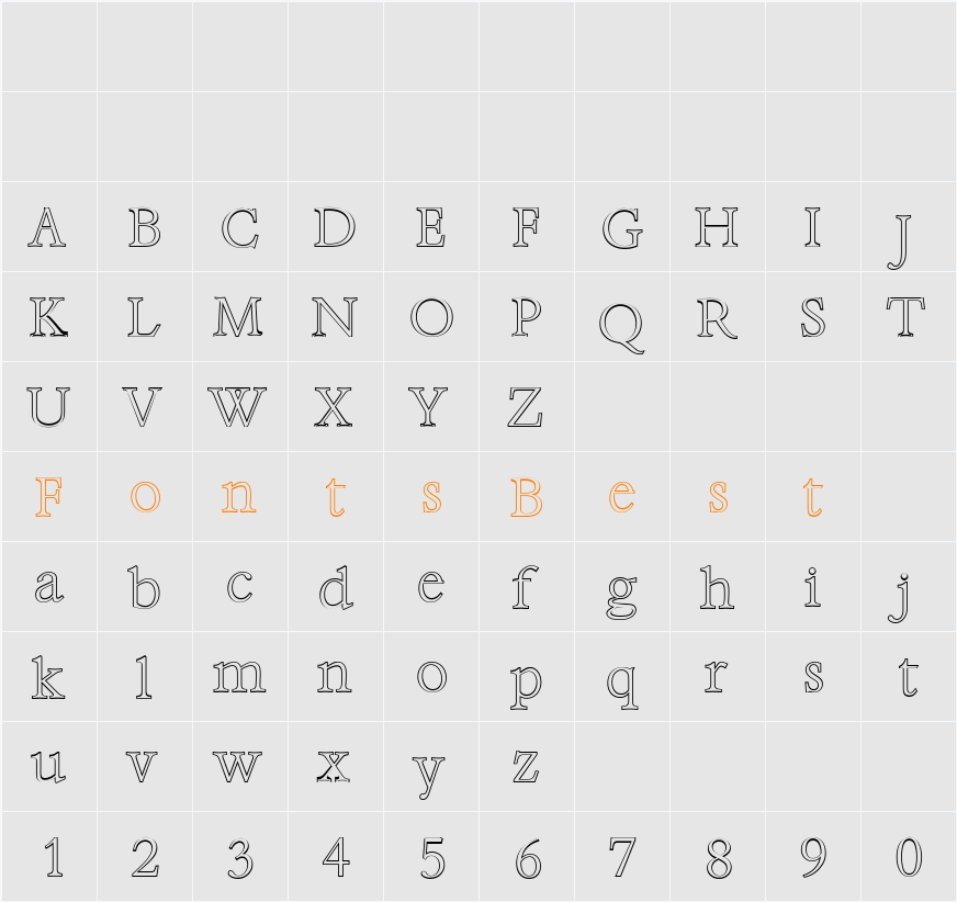 AndrewBeckerOutline-ExtraLight Character Map