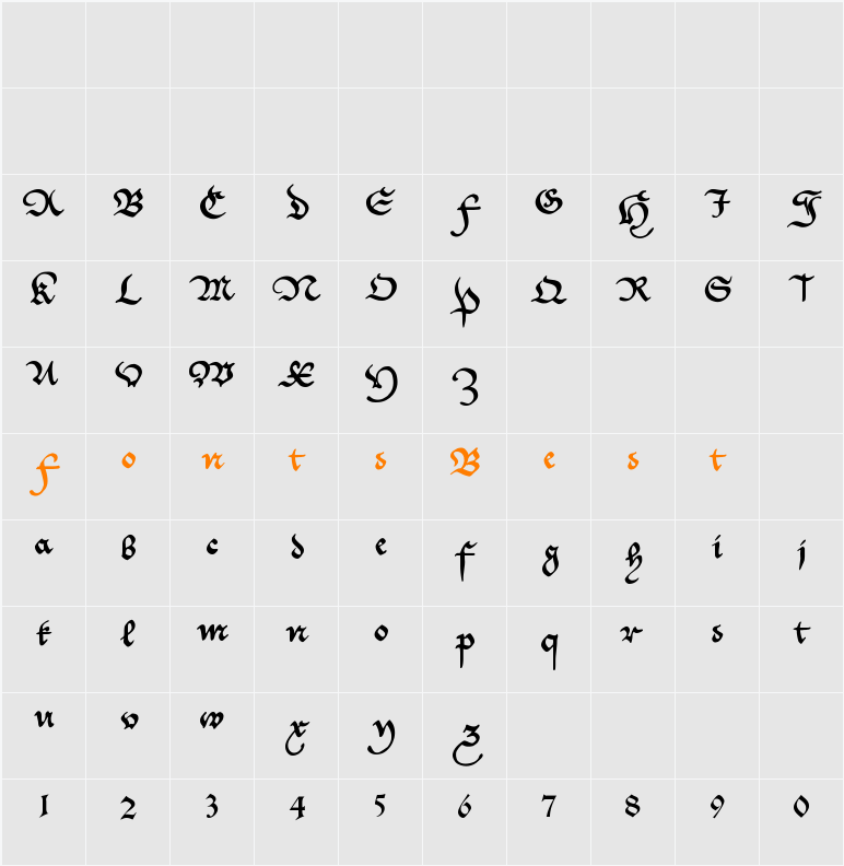 CantzleyAD1600 Character Map