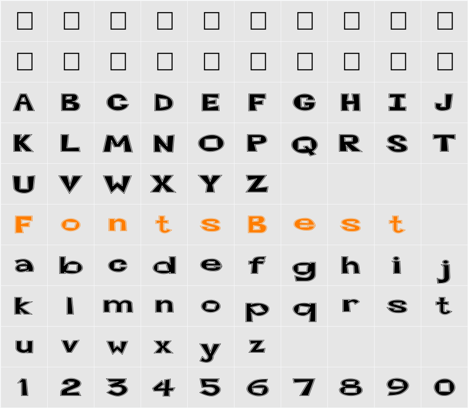 FZ JAZZY 7 CONTOUR EX Character Map