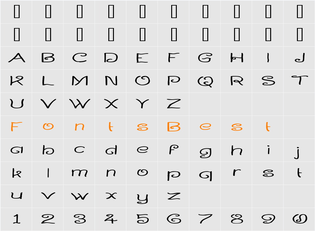 Curlmudgeon Wideside Character Map