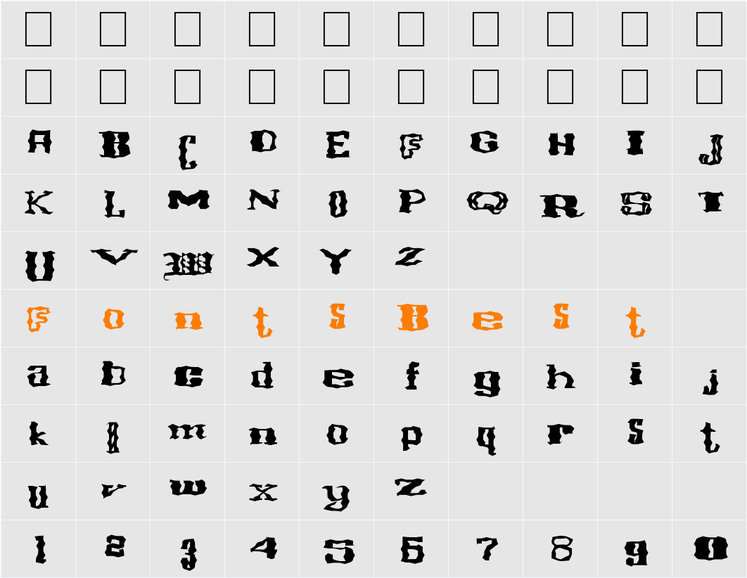 FZ WACKY 16 EX Character Map