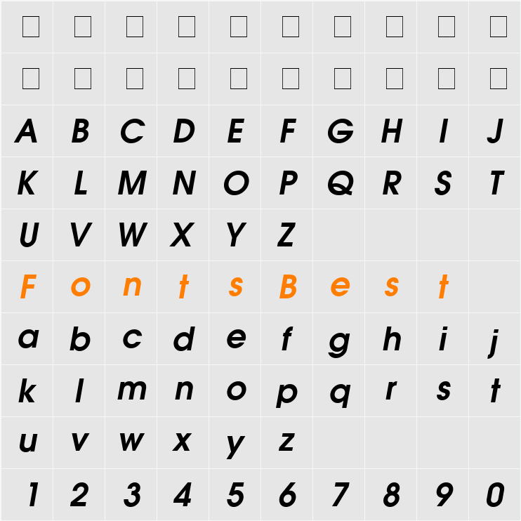 Moderne Character Map