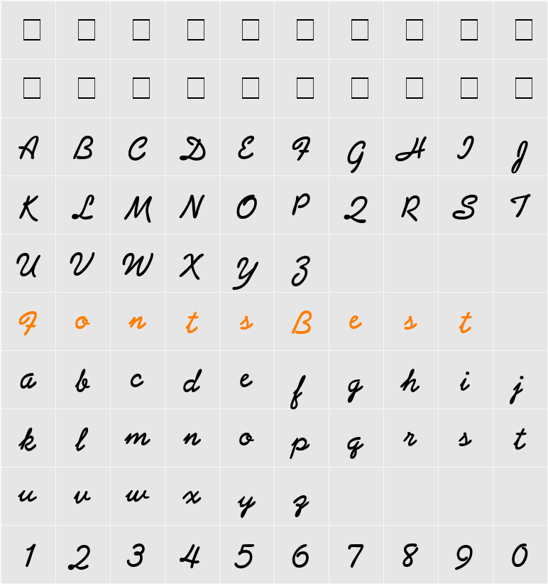 Abbruze Character Map