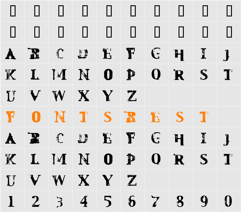 Mest Character Map