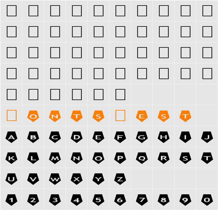 AlphaShapes pentagons 2 Character Map