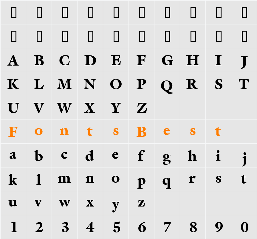 AcanthusBlackSSi Character Map