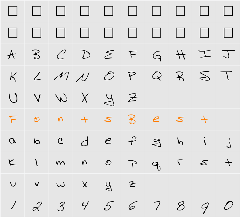 AdamsHand Character Map