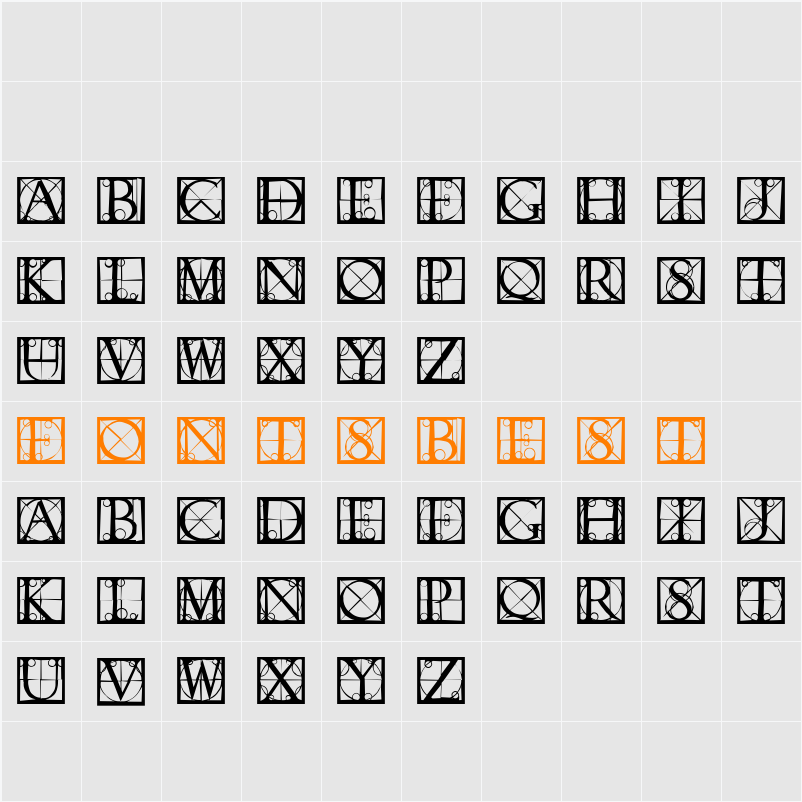 CapsRandomishBricks Character Map