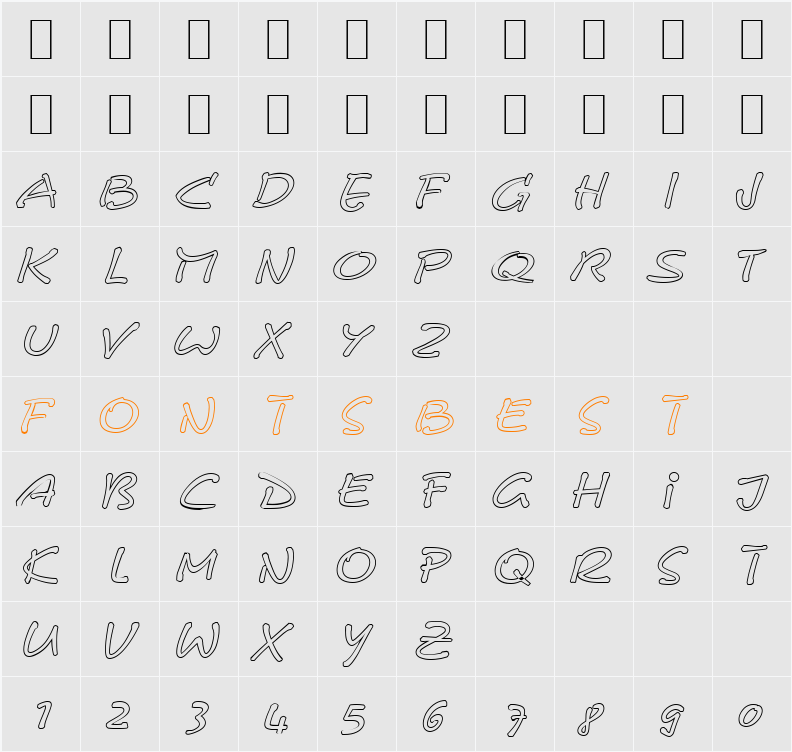 CerberixOutline Character Map