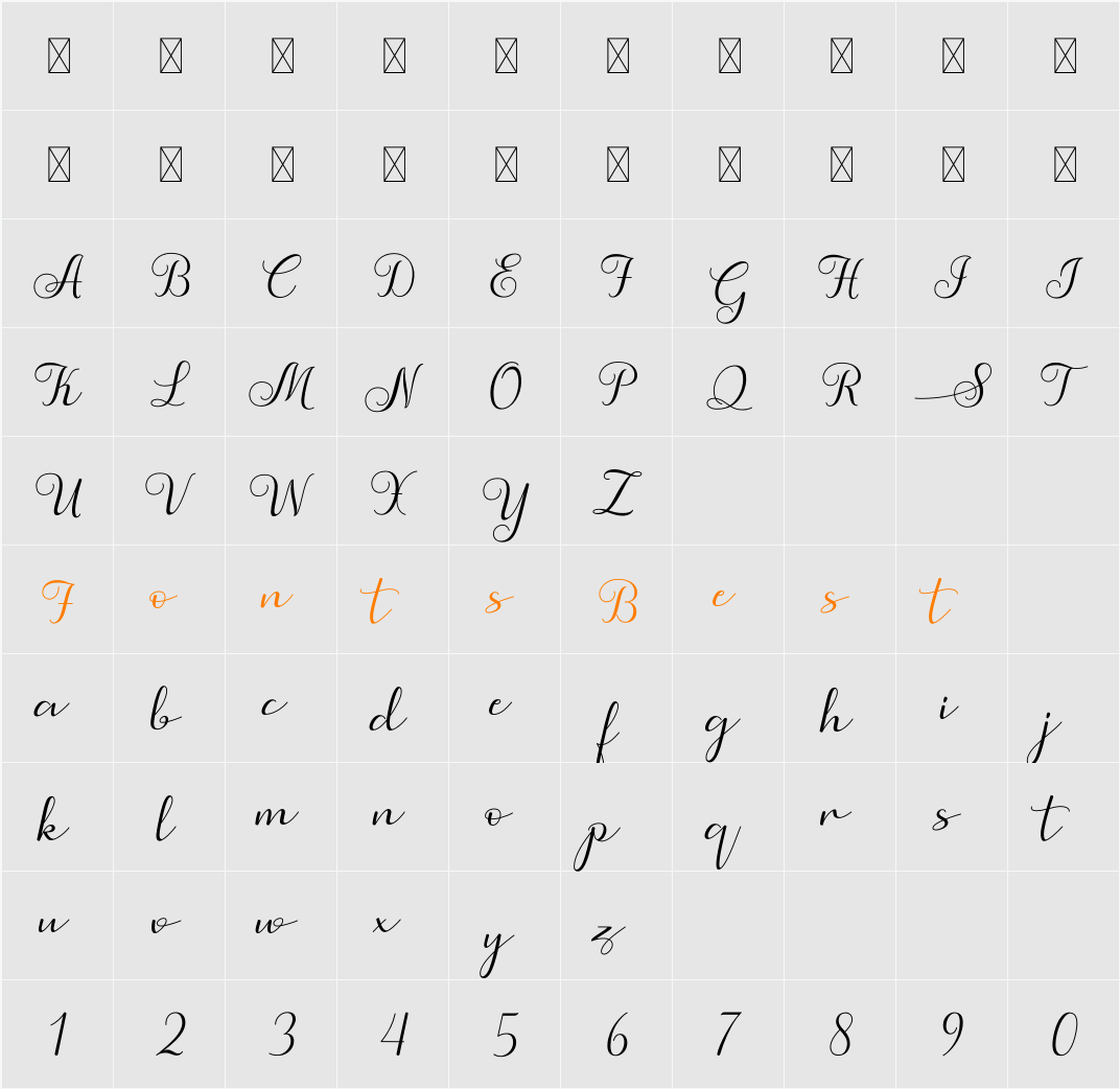 Simphony Character Map