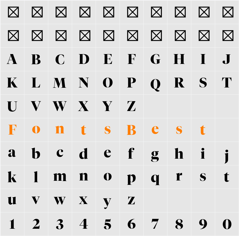 Tiempos Fine Bold Character Map