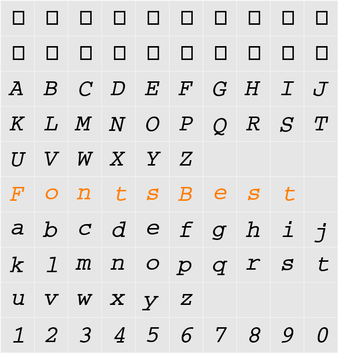 CourierMCY Character Map