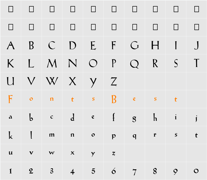 FZ ROMAN 19 Character Map