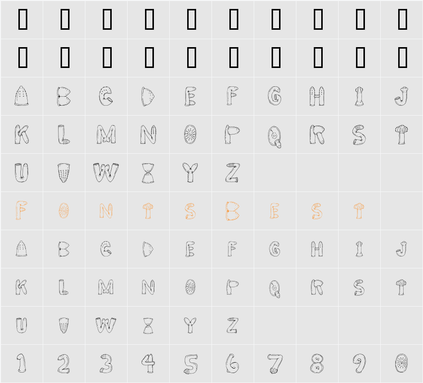 CONDOM FONT Character Map