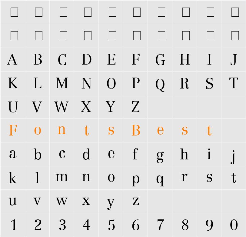 Century Reprise Light SSi Character Map