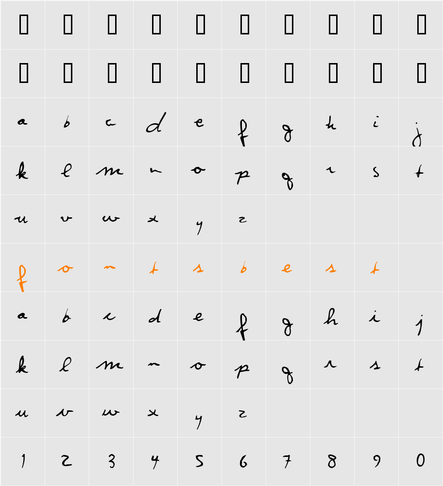 MeterMaidScriptSSK Character Map