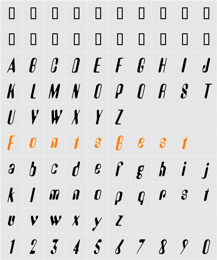 AlienEyeCondensed Character Map