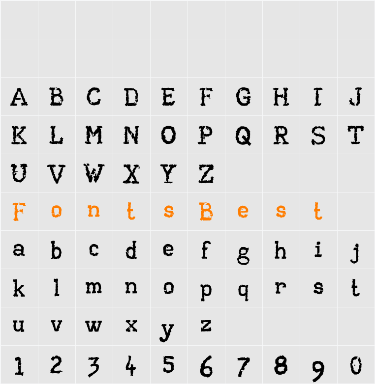 AA Typewriter Character Map