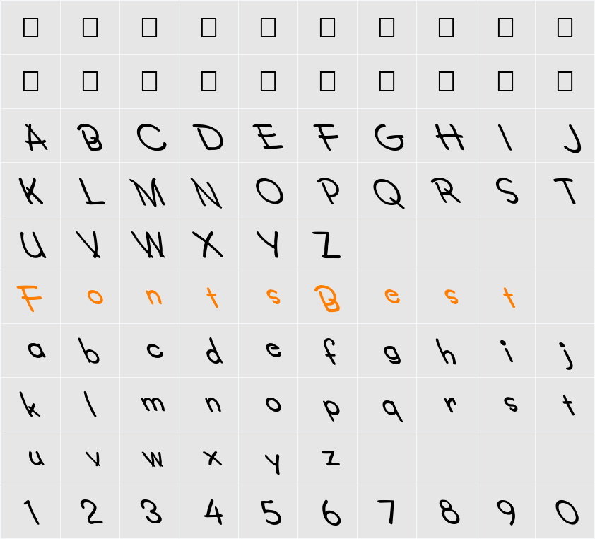 FZ JAZZY 34 LEFTY Character Map