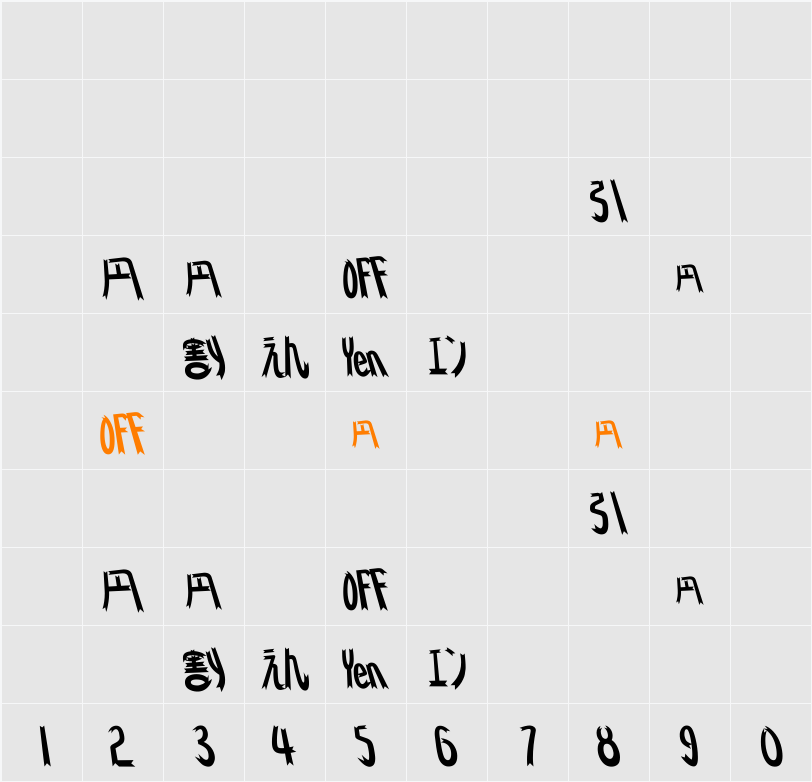 DF-SJPO018-W9 Character Map