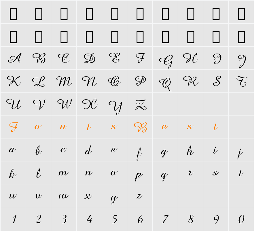 Amazone BT Character Map